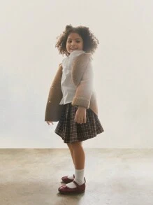 Maija Kids Maija Kids Gonna plissettata a quadri per giovani ragazze con decorazione in pelle fibbia, stile casual