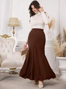 Modelyn Bodycon High Waist Fish Tail Flared Skirt For Women - Brown - View 8