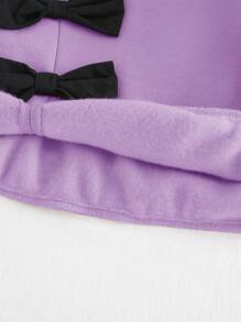 Cozy Pixies Young Girl Fashion 3D Bow Round Neck Dropped Shoulder Pullover Hoodie