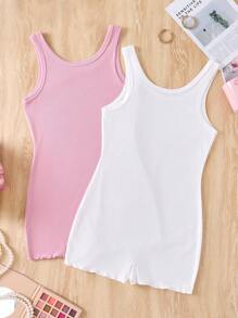 2 piezas Conjunto de ropa de casa para mujer, mono de unicolor