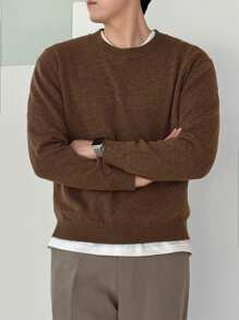 DAZY Męski swobodny, jednolity kolor, dzianinowy sweter, jesień