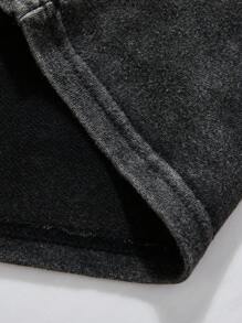 Manfinity EMRG Camiseta casual de manga corta de cuello redondo con estampado de letras y dibujos animados para hombre - Negro - Ver 4