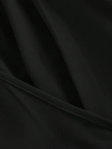 SHEIN MOD 女士纯色吊带前系带阔腿连体裤，适合通勤、休闲和商务优雅 - 黑色 - 查看 5