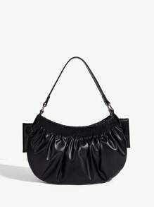 SHEIN ICON Bolso de hombro para mujer, bolso tipo hobo, de moda, sencillo, personalizado, versátil, dulce y cool, para chicas, estilo Y2K, de calle, con lazo, color negro