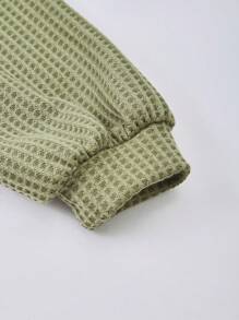 SHEIN 两件套少女时尚舒适格子露脐上衣和印花喇叭裤套装，适合派对和活动，春夏款 - 彩色 - 查看 6