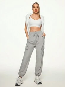 Easithlete Women Solid Color Sports Long Pants, Casual And Fashionable For Daily Wear