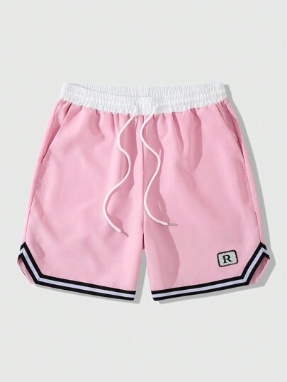 Prep Men Simple Fashionable Casual Contrast Stripe Shorts For Everyday Wear