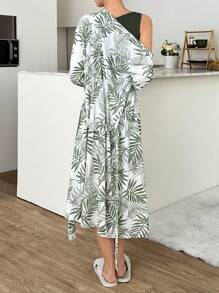 RueChic 3pcs Cotton Contrast Colour Floral Pattern With Lace Detail Homewear PJ Set - White - View 2