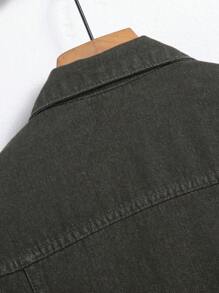 Manfinity CasualKnits Veste en jean décontractée pour hommes, minimaliste et élégante pour un port quotidien, automne - Militaire verte - Voir 5