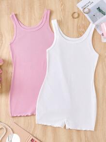 2 piezas Conjunto de ropa de casa para mujer, mono de unicolor