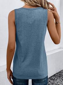 SHEIN LUNE Casual Solid Color Half-Button V-Neck Sweater Vest