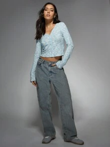MISSGUIDED Cárdigan de manga larga con botones y patrón tie-dye, corte regular