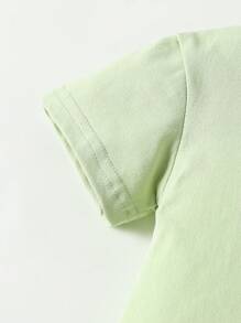 SHEIN 2 Stücke Set aus Baby Mädchen Lässig Rundhals Kurzarm Oberteil und Leggings mit Leoparden Schleife, geeignet für Frühling/Herbst