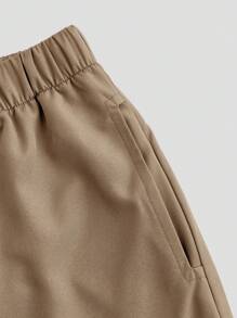 TaskEZ Uniform Set: V-Neck Short Sleeve Tailored Blouse And Drawstring Straight Leg Casual Pants, Scrub Sets - Khaki - View 8