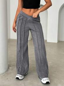 SHEIN Essnce Women Casual Elastic Waist Straight Leg Sweatpants,Sweatpants Women,Joggers - Grey - View 1