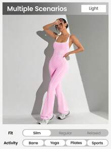 Dewbera Women's Tight Sexy Backless Cross Strap Sports Jumpsuit For Running, Yoga, Fitness Workout - Slimming Waist, Lifting Hip, Wide Leg