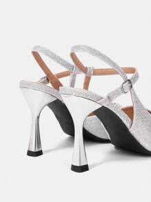 CUCCOO HITCHD Women's Simple Pointed Toe High Heel Pumps, Casual Everyday Wear Valentine's Day - Silver - View 8