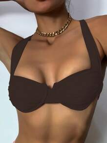 SHEIN Swim 1pc Solid Color Bikini Top With Underwire Summer