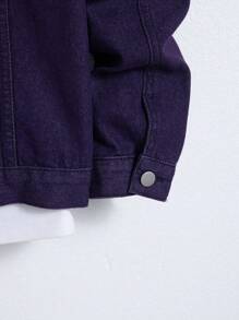 Manfinity Homme Men's Simple Fashion Casual Denim Jacket, Everyday Wear - Purple - View 7