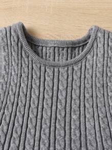 2pcs/Set Baby Girl Cute Knitted Sweater Tank Dress Set, Autumn/Winter - Multicolor - View 6