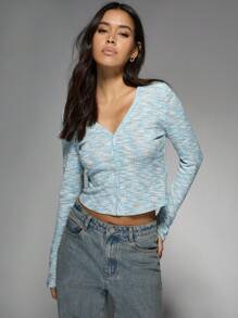 MISSGUIDED Cárdigan de manga larga con botones y patrón tie-dye, corte regular
