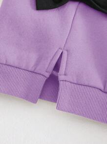 Cozy Pixies Young Girl Fashion 3D Bow Round Neck Dropped Shoulder Pullover Hoodie