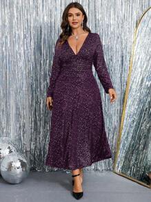 SHEIN Clasi Plus Size Simple Casual Daily Dress - Purple - View 6