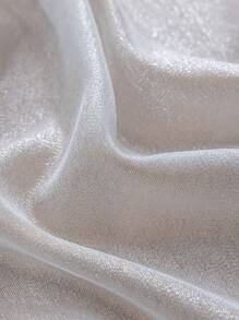 1pc Semi-Transparent Lightweight Shiny Silver Thread Luxury Decorative Voile Curtain,Fall Decor,Autumn Decor,Room Decor - Silver - View 2