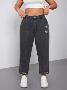 Jeanoix Plus High Waist Ripped Jeans