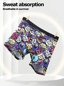 Set de 4 calzoncillos tipo bóxer de hombre de unicolor con parches, de estilo casual y simple