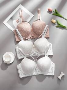 Bộ 3 Áo Ngực Ren Cỡ Lớn Có Gọng Đồ Lót - Nhiều màu - Xem 4