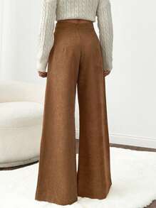 RueChic Pantaloni casual in velluto a coste di colore unito, un capo minimalista per uso quotidiano