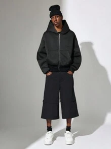 SUMWON Jorts convertibles de nylon de un solo color a shorts - Negro - Ver 2
