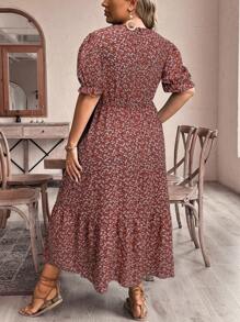 SHEIN VCAY Plus Size Boho Simple Casual Everyday Dress, For Summer,Beach Dress Sundress,Holiday Outfits - Multicolor - View 2