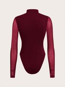 Coolane 女士音乐节演唱会透气网眼弹力紧身衣 - 酒紅色 - 查看 2