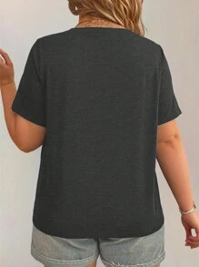 INAWLY 夏季大码书籍和花卉图案印花女式 T 恤，适合教师节图案 T 恤女式上衣 - 深灰色 - 查看 2