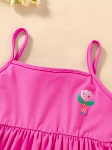 Sparklyn 3 件套 Tween Girl 可调节肩带连衣裙套装，弹力豹纹和条纹无袖连衣裙，适合夏季度假和派对，多种颜色休闲拼接领子，豹纹，花卉，全身印花装饰可调节肩带背心，中等弹力 - 彩色 - 查看 4