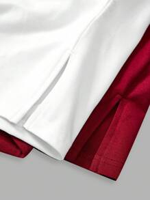 SHEIN BASICS 2pcs/Set Casual Solid Knit Halter Neck Open Shoulder Fitted Women Tank Tops - Red and White - View 4