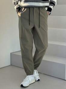 DAZY Men's Drawstring Waist All-Match Versatile Sweatpants - Grey - View 5