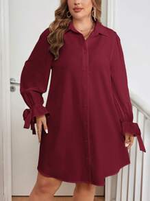 SHEIN Clasi 大码纯色背心和衬衫裙两件套，休闲秋季