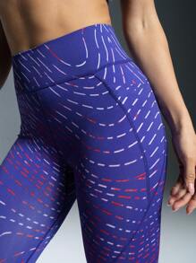 Powerista High Waist Seamless Printed Leggings - Royal Blue - View 7