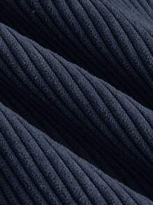 Comfortcana 大码女式纯色口袋短休闲裙 - 藏蓝色 - 查看 4