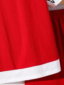 2pcs/Set Tween Boy Casual Contrast Color Splice Letter Graphic Short Sleeve Round Neck T-Shirt And Elastic Waist Shorts Set, Suitable For Autumn, Spring, Summer, For Outdoor Play, School, Street, Party And Leisure At Home - Multicolor - View 5