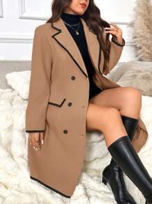 SHEIN Frenchy Fashionable & Minimalist Plus Size Coat, Warm And Suitable For Daily Outings, Office And Commuting In Winter