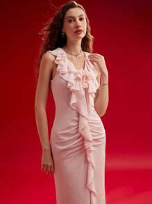 MOTF PREMIUM VÁY HOA STEREO VIỀN XÒE, TRANG PHỤC NGÀY VALENTINE - Hồng - Xem 7