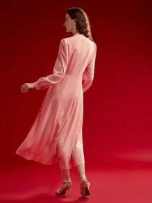 MOTF PREMIUM FLORAL EMBROIDERY DRAPED DRESS,SPRING/SUMMER - Pink - View 8