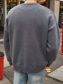 Claim Dot Men's Casual Star & Cartoon Bear Print Long Sleeve Sweater, Autumn/Winter