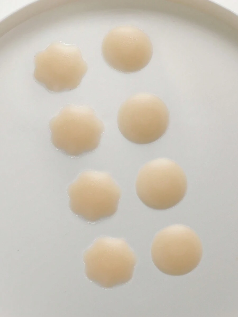 4 对女士粘性胸罩/乳头贴，适合连衣裙、婚纱、露肩上衣 - 杏色 - 查看 1