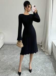 Elenzga New Loose Casual Slim Fit Lace Knitted Women Pullover Sweater Knitted Black Dress, European And American Style, Autumn/Winter Fall Cloth For Women - Black - View 8