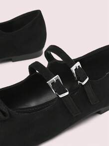 CUCCOO DOLLMOD 休闲百搭方头露跟平底鞋，复古时尚情人节 - 黑色 - 查看 8